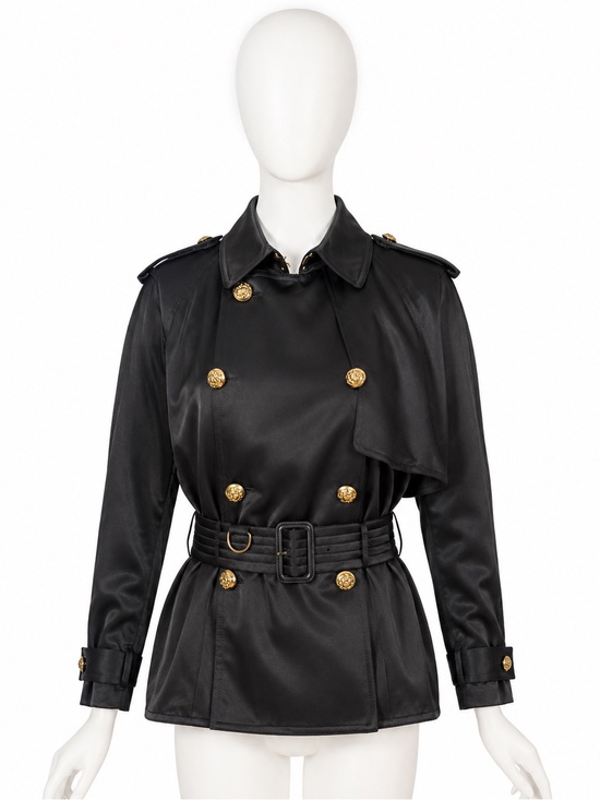 Burberry Jackets & Blazers - Burberry Black Silk Trent Regimental Jacket Size 6